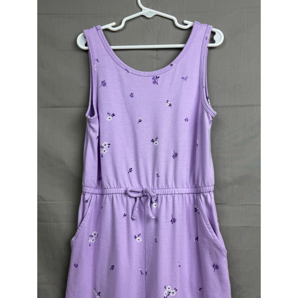 Wonder Nation Girls Sleeveless Lavender Jumpsuit with Floral Pattern, Size M